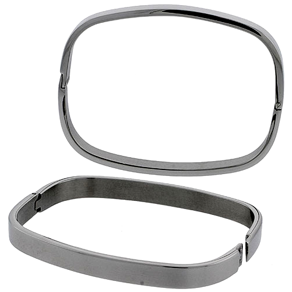 Stainless Steel Oval Bangle Bracelet for Women, 7 inch