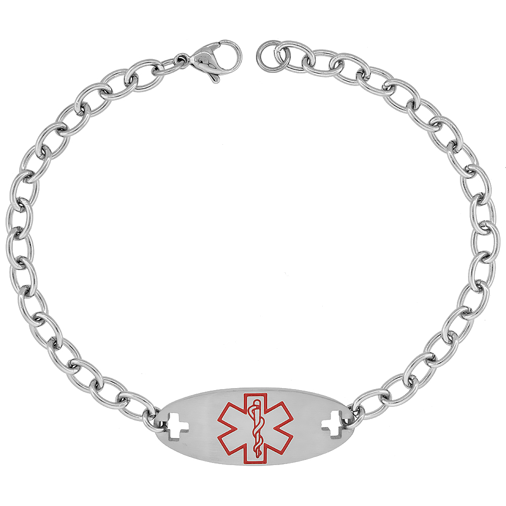 Surgical Steel Medical Alert Bracelet for HEART PATIENT ID 9/16 inch wide, 9 inch long