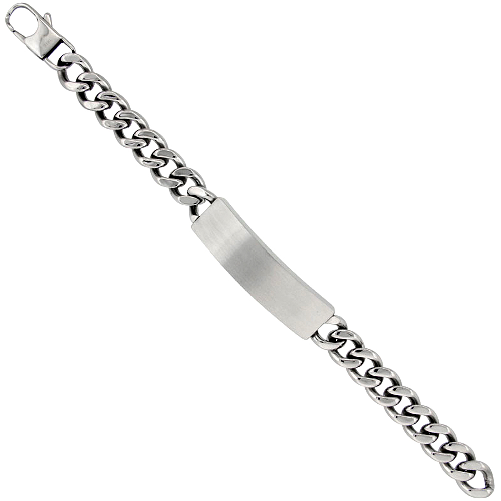 Surgical Steel ID Bracelet For Men Curb link 7/16 inch wide, 8.25 inch long