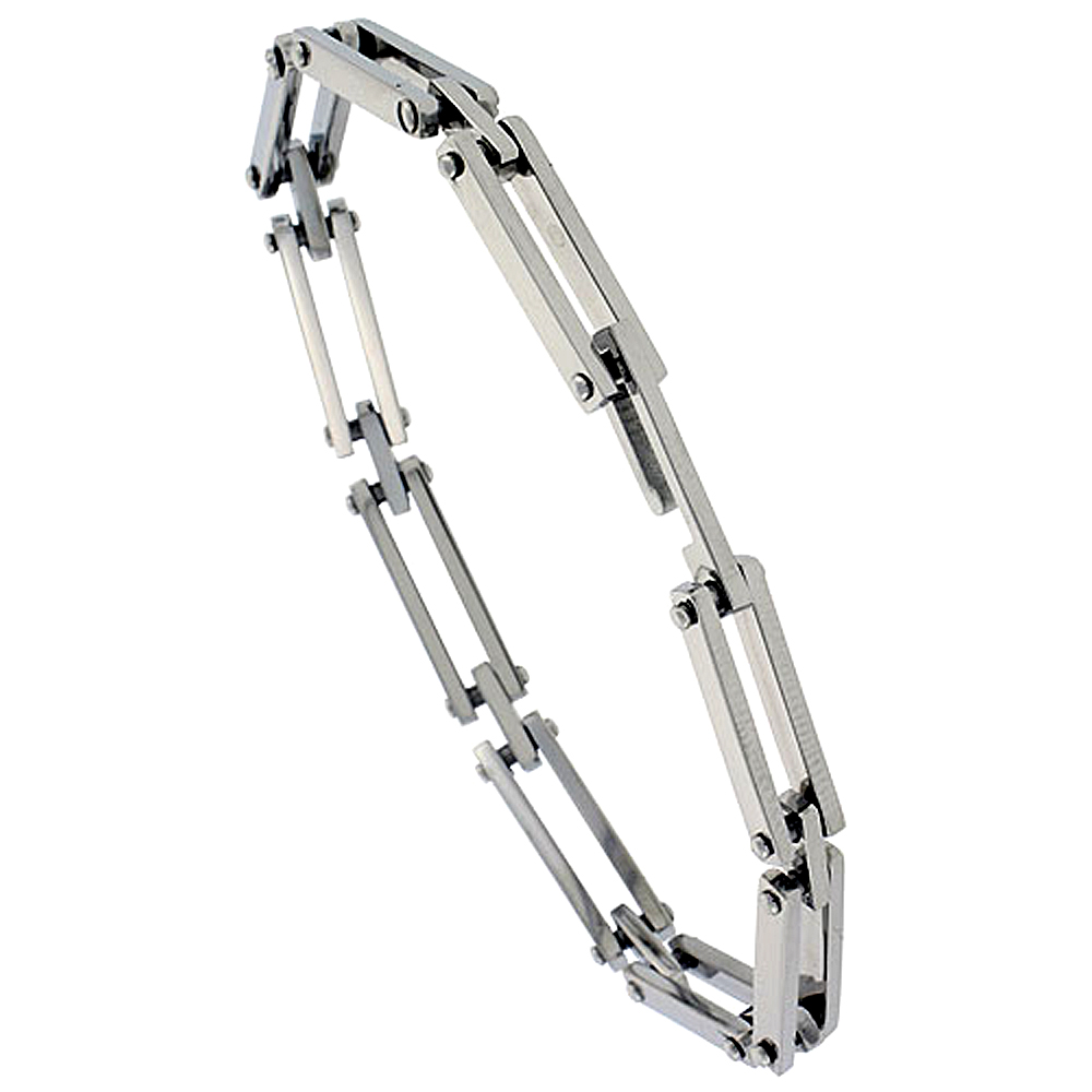Stainless Steel Bar Bracelet for Women, 7 inch long