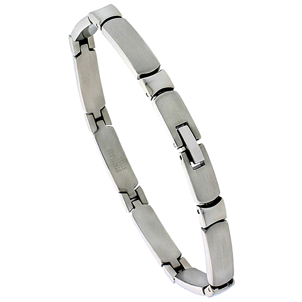 Stainless Steel Bracelet For Men Flat Bars 1/4 inch wide, 8 inch long
