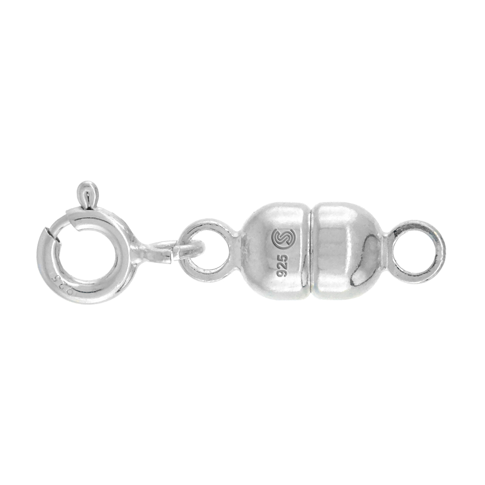 Sterling Silver 5 mm Magnetic Clasp Converter for Necklaces Italy, medium size