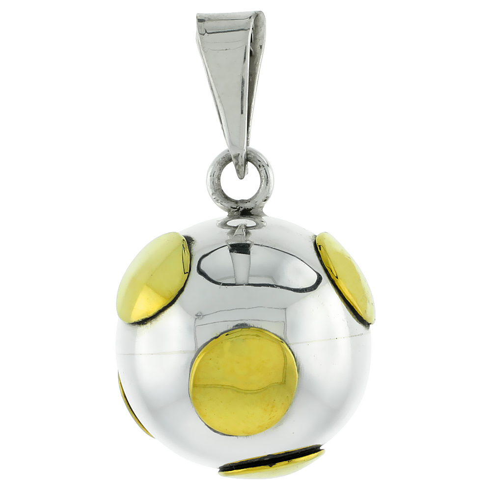 Sterling Silver Harmony Ball Pendant with Brass Polka Dots 15/16 inch