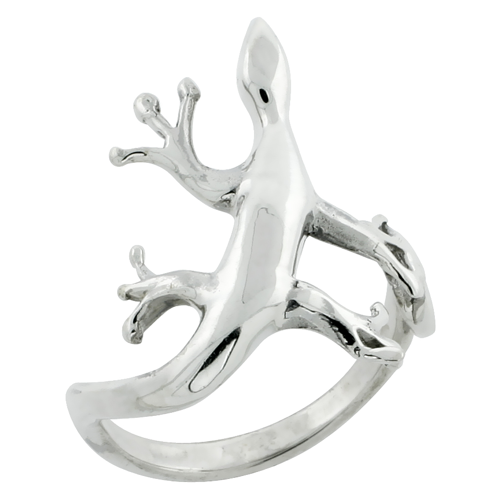 Sterling Silver Gecko Ring 15/16 inch wide, sizes 7 -9.5