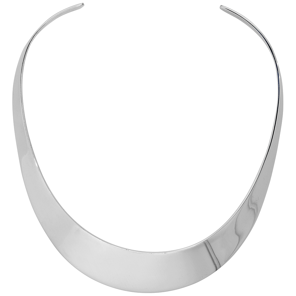 Sterling Silver Large Choker Collar Necklace Handmade 1 1/2 inch wide