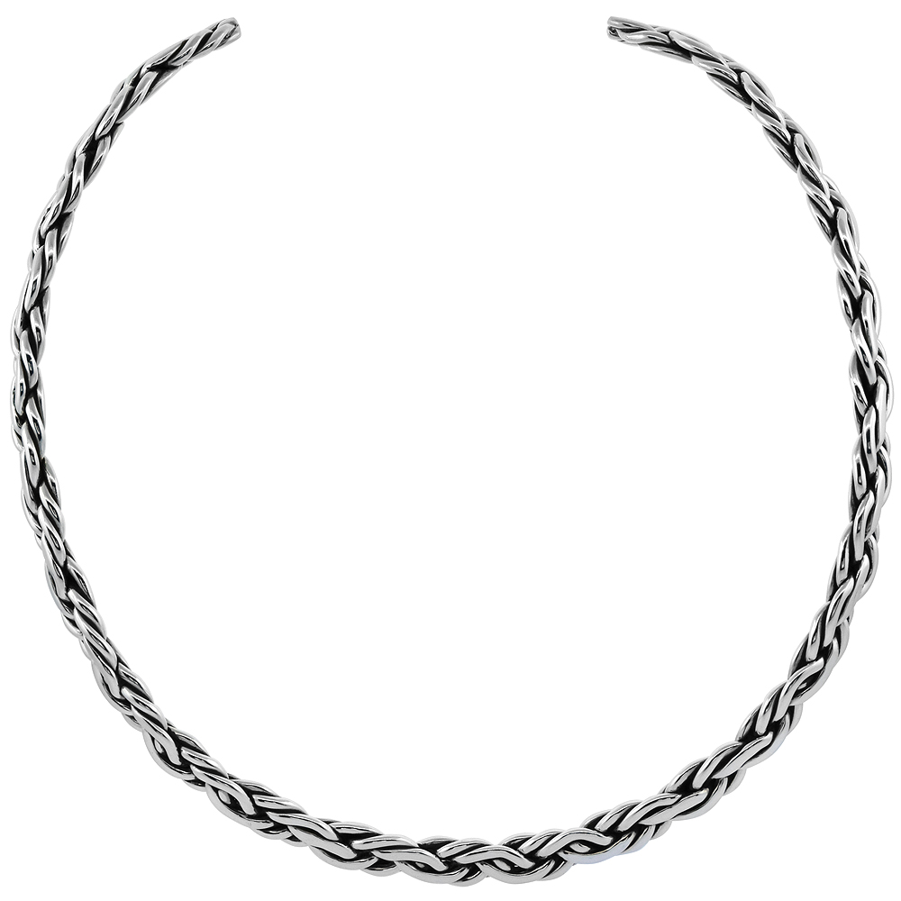 Sterling Silver Collar Necklace Choker Handmade Braided Wire 5/16 inch wide