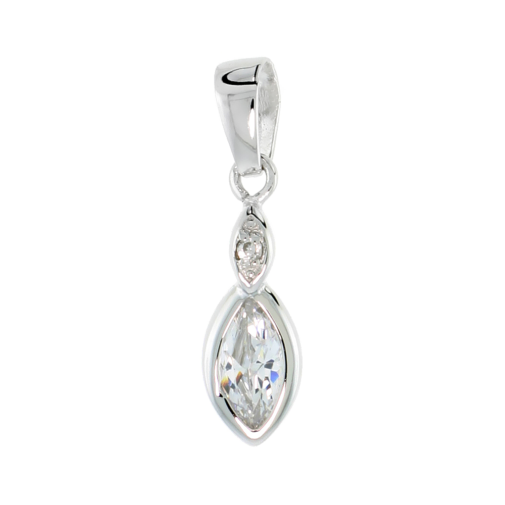 Sterling Silver Marquise shape Cubic Zirconia Drop Pendant, 3/4 (19 mm)
