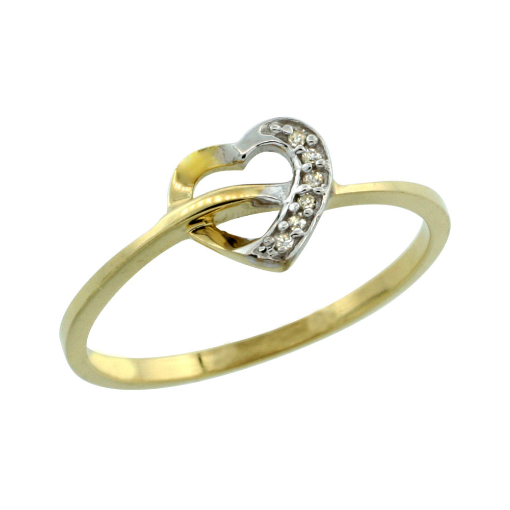 14k Gold Heart Cut Out Diamond Engagement Ring w/ 0.022 Carat Brilliant Cut Diamonds, 1/4 in. (7mm) wide