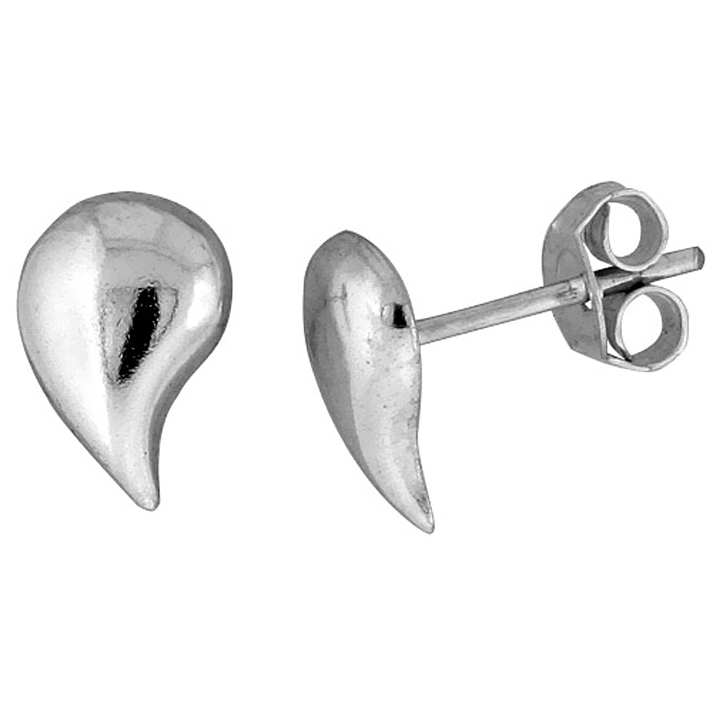 Tiny Sterling Silver Drop Stud Earrings 3/8 inch