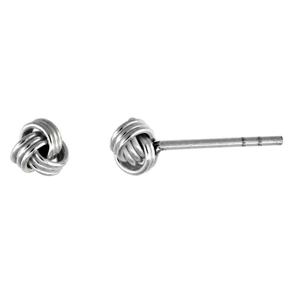 Tiny Sterling Silver Knot Stud Earrings 3/16 inch