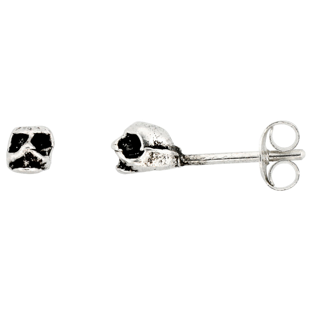 Tiny Sterling Silver Alien Skull Stud Earrings