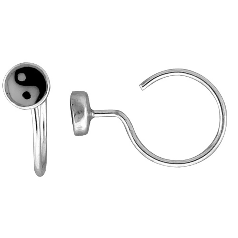 Tiny Sterling Silver Yin yang Stud Earrings 3/16 inch