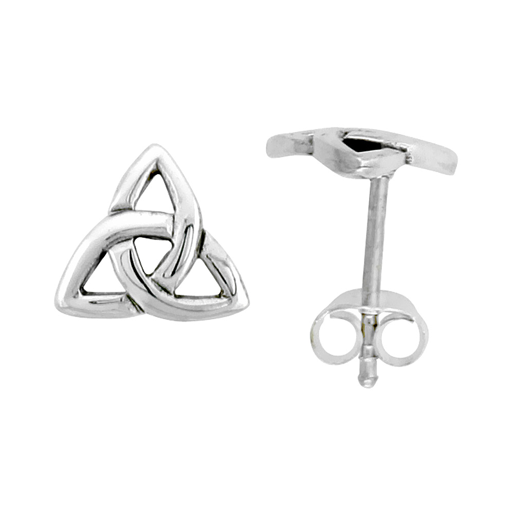 Sterling Silver Triquetra Celtic Trinity Knot Stud Earrings, 1/4 inch