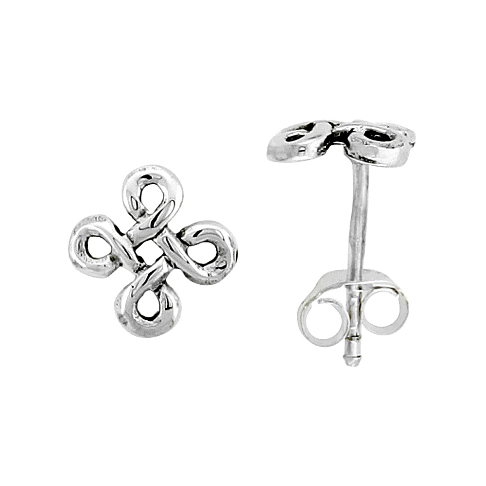 Sterling Silver Quaternary Celtic Knots Stud Earrings, 1/4 inch