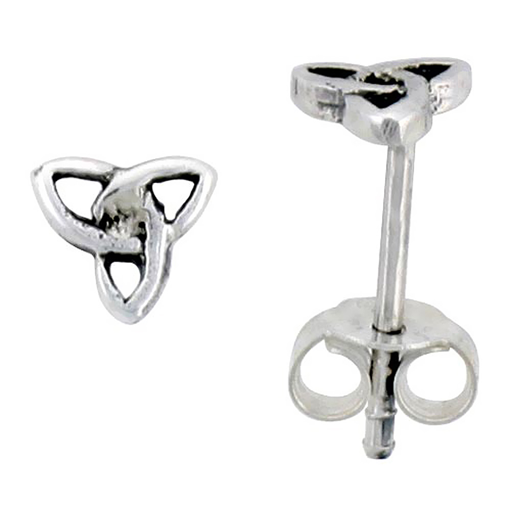 Sterling Silver Celtic Trinity Knot Stud Earrings, 1/4 inch