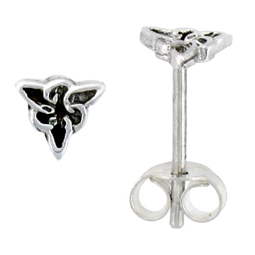 Sterling Silver Celtic Trinity Knot Stud Earrings, 1/4 inch