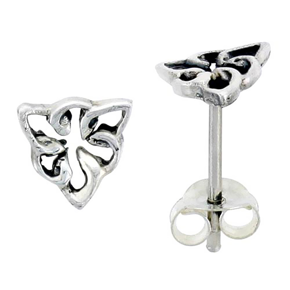 Sterling Silver Celtic Knot Stud Earrings, 1/4 inch