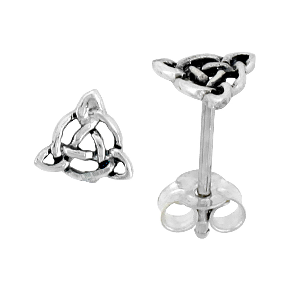 Sterling Silver Triquetra Celtic Knot Stud Earrings, 1/4 inch