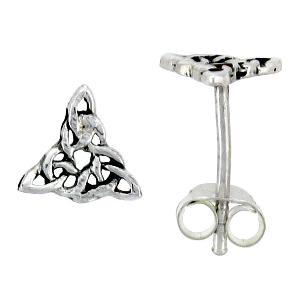 Sterling Silver Triquetra Celtic Knot Stud Earrings, 1/4 inch
