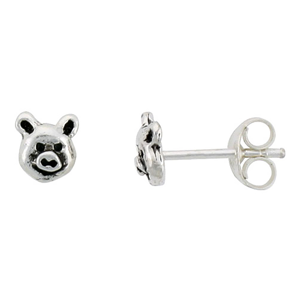 Tiny Sterling Silver Pig Stud Earrings 5/16 inch