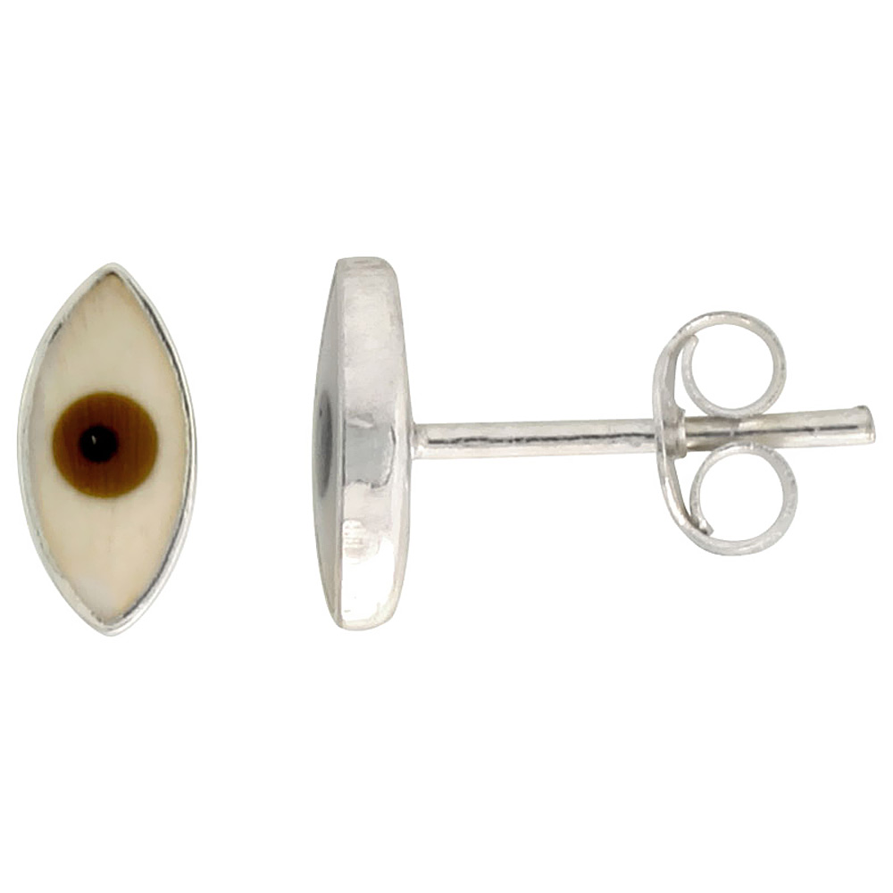 Sterling Silver Brown Eye Stud Earrings, 1/8 inch