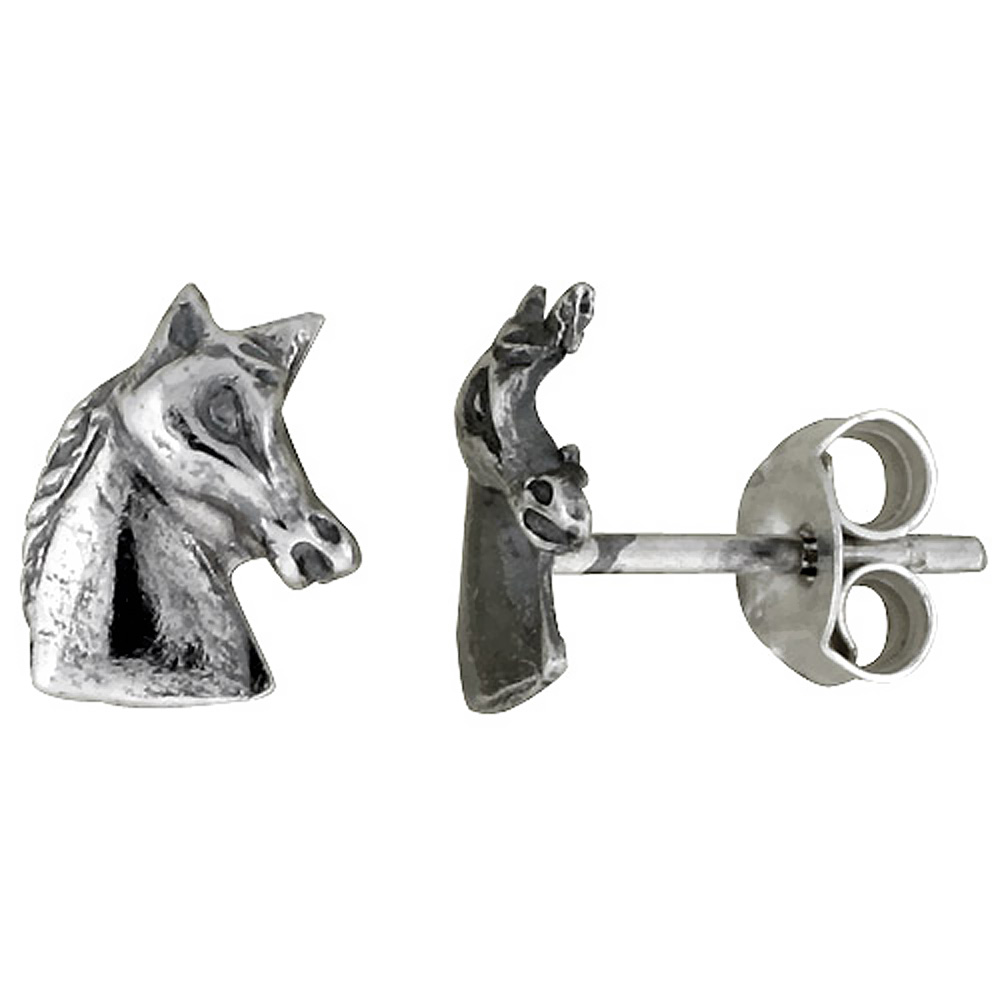 Tiny Sterling Silver Horse Stud Earrings 5/16 inch