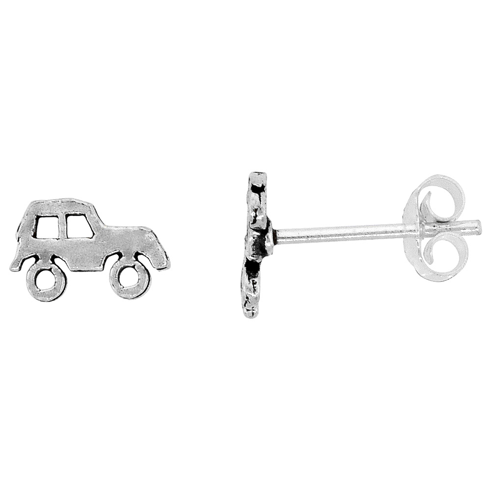 Tiny Sterling Silver SUV Stud Earrings 5/16 inch