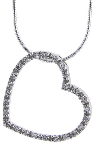 Sterling Silver Eternity Heart 24mm (7/8&quot;) with 1.5mm Cubic Zirconia 
