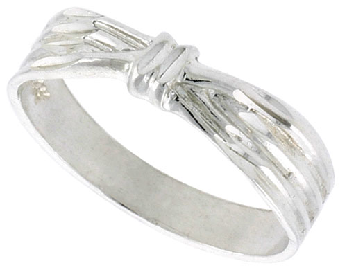 Sterling Silver Ribbon Ring Polished finish 3/16 inch wide, sizes 6 - 9