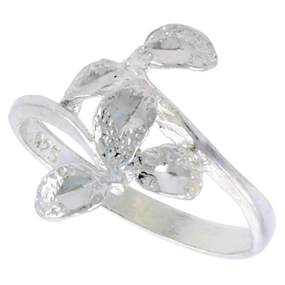 Sterling Silver Leaf Ring Polished finish 5/8 inch wide, sizes 6 - 9