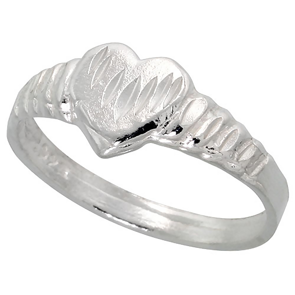 Sterling Silver Heart Ring Polished finish 1/4 inch wide, sizes 6 - 9