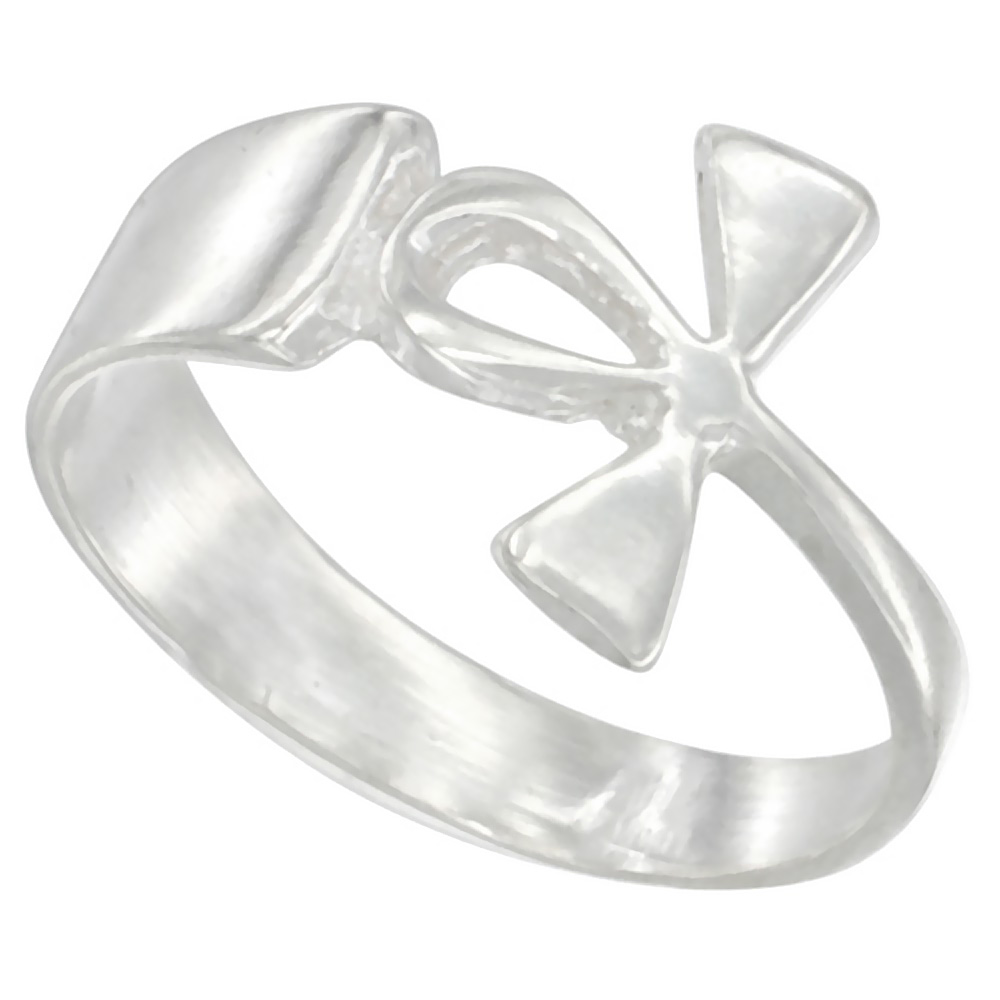 Sterling Silver Ankh Ring Polished finish 1/2 inch wide, sizes 6 - 9