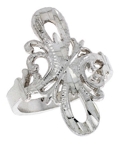 Sterling Silver Double Loop Filigree Ring, 7/8 inch 