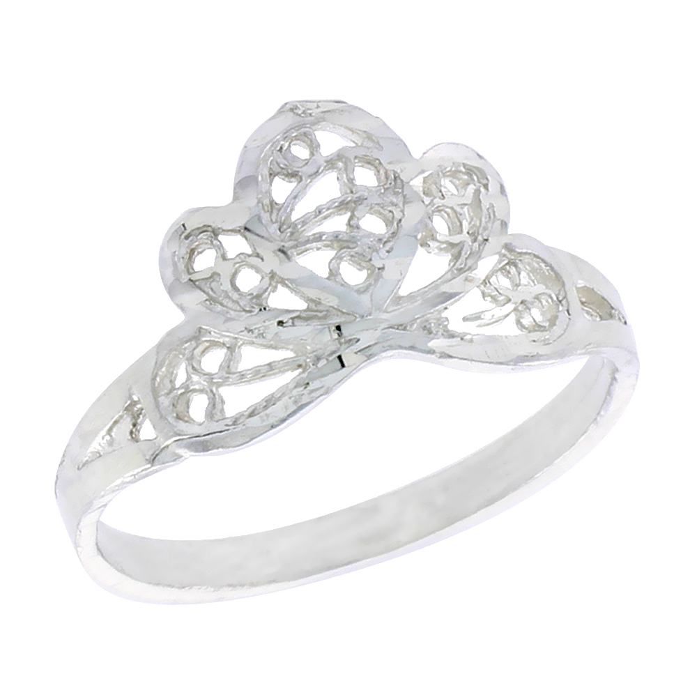 Sterling Silver Crown Type Filigree Ring, 3/8 inch