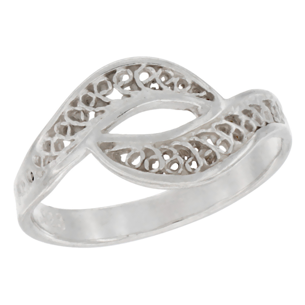 Sterling Silver Swirl Filigree Ring, 3/8 inch