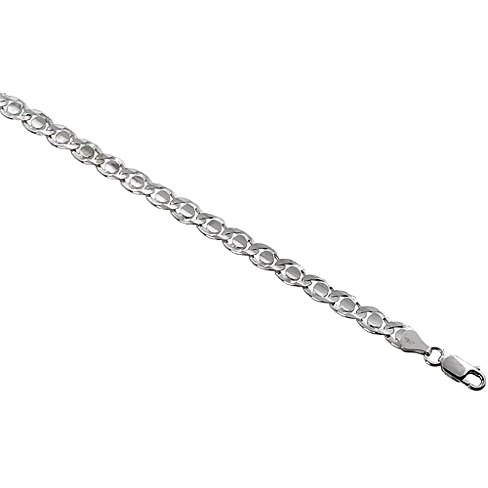 Sterling Silver Rombo Double Link Chain Necklaces /& Bracelets 4mm Nickel Free Italy sizes 7-30 inch