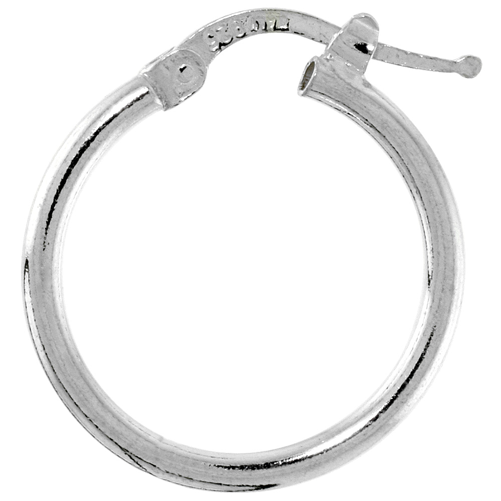 Sterling Silver Italian Hoop Earrings 2mm thin, 3/4 inch