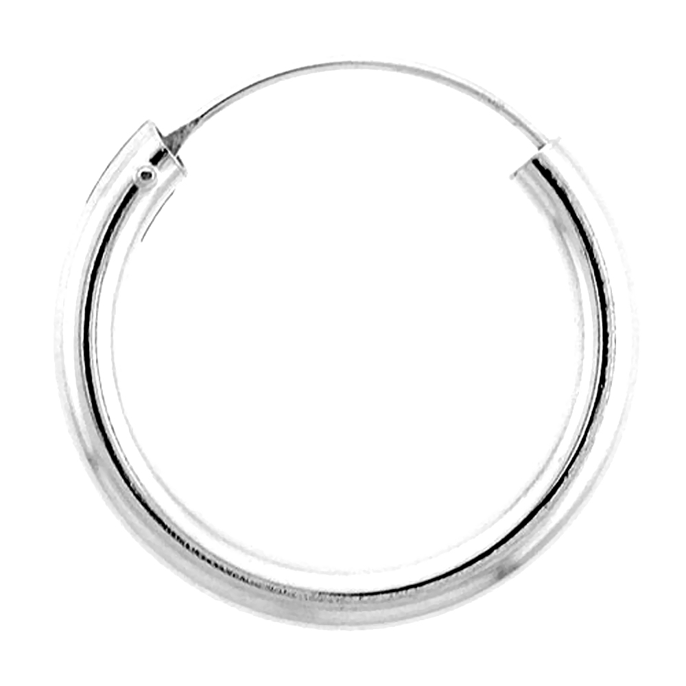 Sterling Silver Thick Endless Hoop Earrings, thick 3 mm tube 1 inch wide
