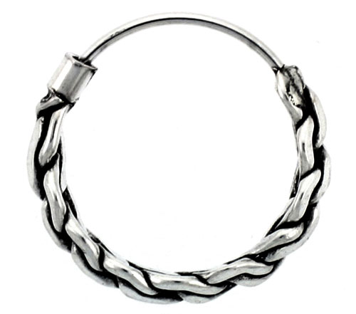 Sterling Silver Small Bali Hoop Earrings, 5/8 inches diameter