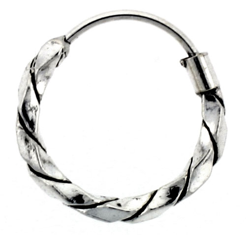 Sterling Silver Small Bali Hoop Earrings, 1/2 inches diameter