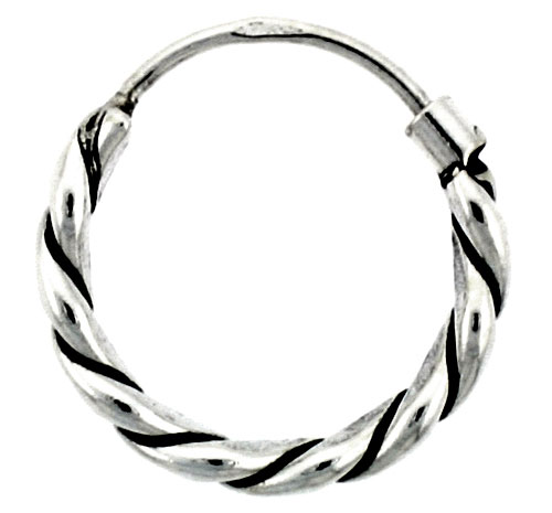 Sterling Silver Small Bali Hoop Earrings, 1/2 inches diameter