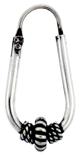 Sterling Silver Oval Bali Hoop Earrings, 3/4 inches 