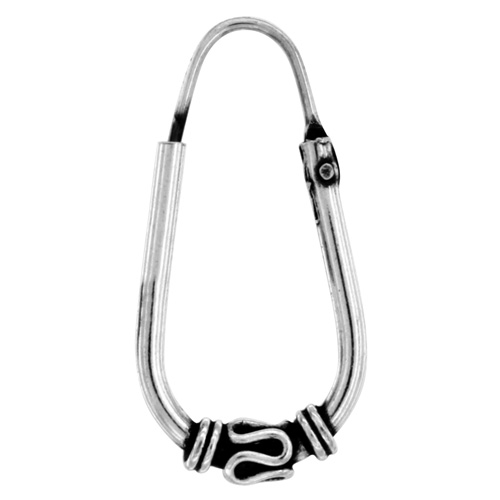 Sterling Silver Oval Bali Hoop Earrings, 13/16 inches 