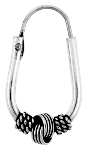 Sterling Silver Oval Bali Hoop Earrings, 7/8 inches 