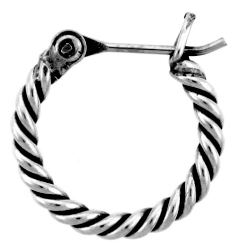 Sterling Silver Bali Hinged Hoop Earrings, 5/8 inches Diameter
