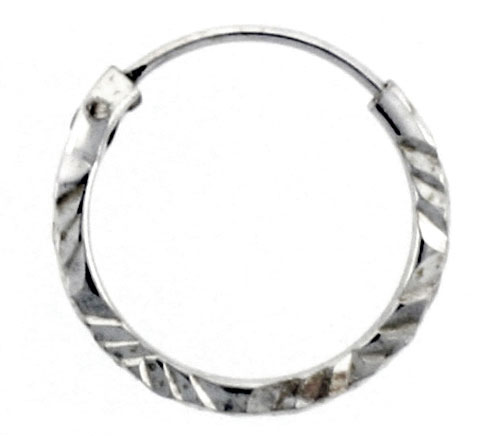 Sterling Silver Diamond Cut Hoop Earrings, 9/16&quot; Diameter