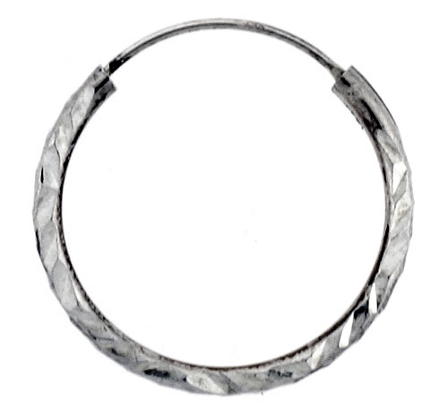 Sterling Silver Diamond Cut Hoop Earrings, 13/16&quot; Diameter