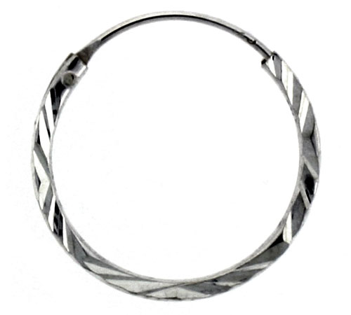 Sterling Silver Diamond Cut Hoop Earrings, 11/16&quot; Diameter