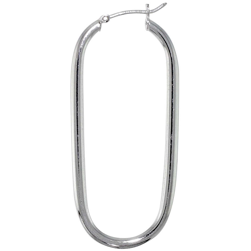 Sterling Silver Italian Hoop Earrings 3mm thin U-shaped