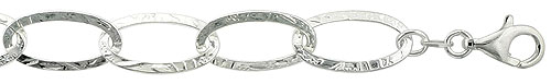 Sterling Silver Oval Link Bracelet Diamond Cut, 1/2 inch wide